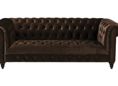 Brown Velvet Couch Luxury Upholstery Chesterfield Furniture Sofa with Buttons Three Seater